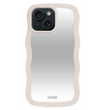 Holdit iPhone 15 / 14 / 13 Wavy Deksel - Lys Beige / Speil
