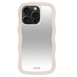 Holdit iPhone 14 Pro Wavy Deksel - Lys Beige / Speil