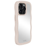 Holdit iPhone 14 Pro Wavy Deksel - Lys Beige / Speil