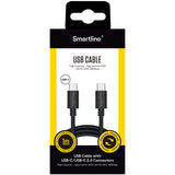 Smartline USB-C til USB-C-kabel (3A/60W) - 1 m. - Svart