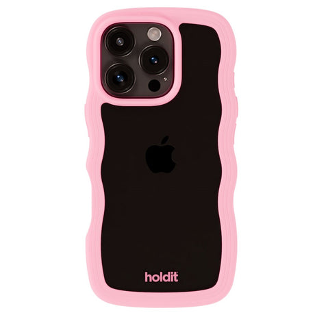 Holdit iPhone 16 Pro Wavy Deksel - Rosa / Gjennomsiktig