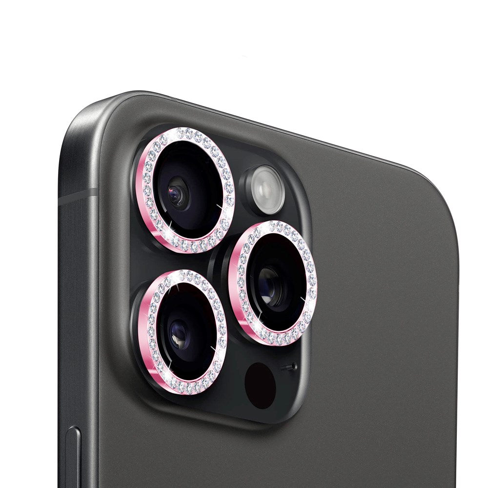 iPhone 15 Pro / 15 Pro Max Holdit Kamerabeskyttelse - Glitter / Rosa