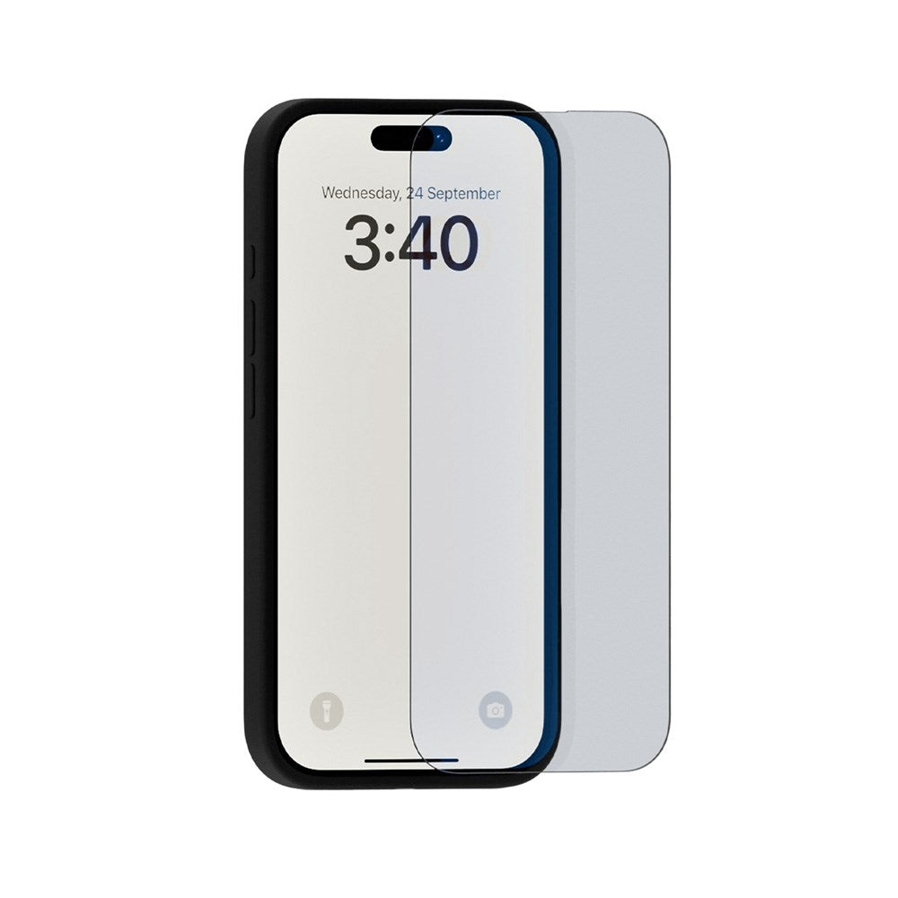 iPhone 16 / 15 / 15 Pro Holdit skjermbeskytter i herdet glass - Dekselvennlig - Gjennomsiktig