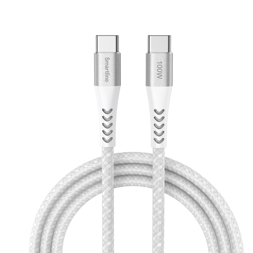 Smartline 100W USB-C til USB-C Ladekabel - 2m - Hvit