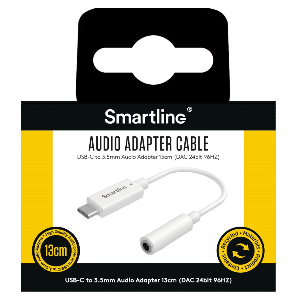 Smartline Adapter - USB-C til Jack Plug (3,5 mm) - 13 cm - Hvit