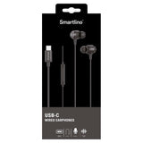 Smartline In-Ear Høretelefoner m. USB-C Stik & Mikrofon - Sort