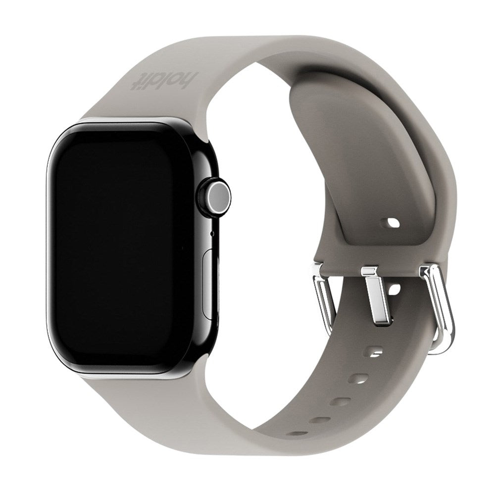 Apple Watch (38/40/SE/41/42mm) Holdit Silikone Rem m. Spændelukning - Taupe