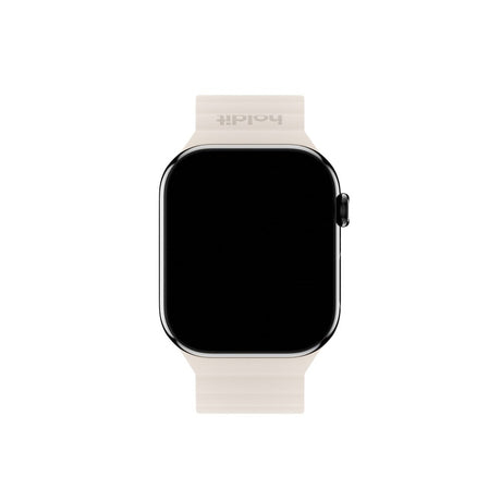 Apple Watch (38/40/SE/41/42mm) Holdit Silikone Rem m. Magnetlukning - Lys Beige / Beige