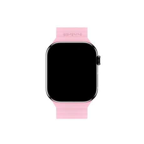 Apple Watch (42/44/SE/45/46/49mm) Holdit Silikone Rem m. Magnetlukning - Lyserød / Beige