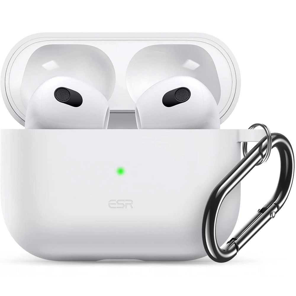 Apple Airpods (3. gen.) ESR Bounce Silikone Cover m. Karabinhage  - Hvid