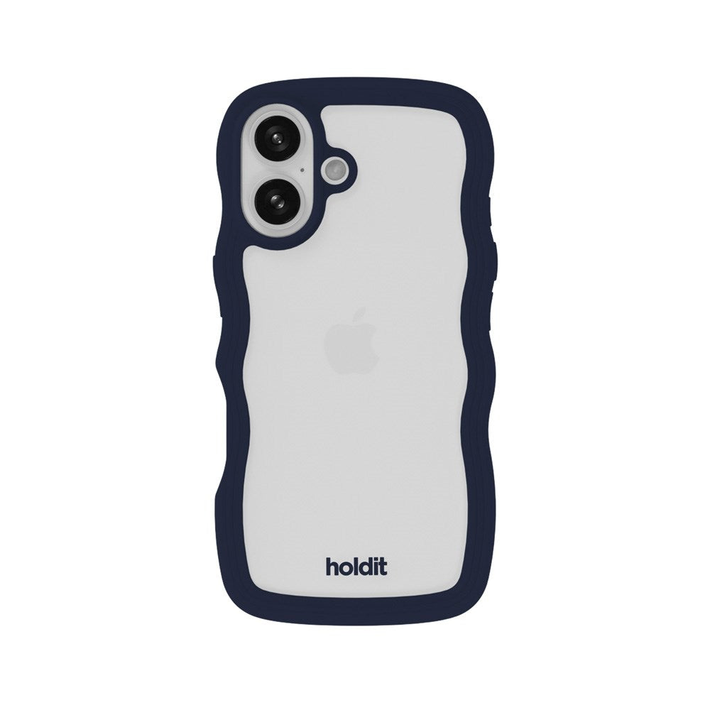 iPhone 16 Holdit Wavy Cover - Midnight Blue / Transparent