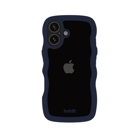 iPhone 16 Holdit Wavy Cover - Midnight Blue / Transparent