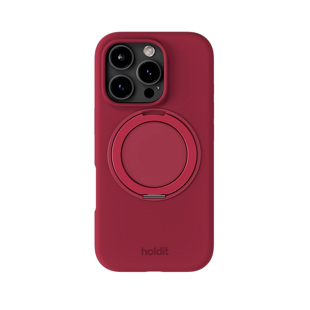 iPhone 16 Pro Holdit Silikone Stand Cover - Red Velvet