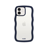 iPhone 12 / 12 Pro Holdit Wavy Cover - Midnight Blue / Transparent