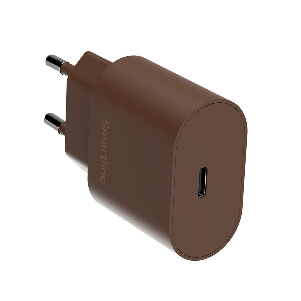 Smartline Vægoplader m. 1 x USB-C - 20W - Brun