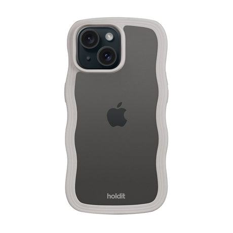 iPhone 17e / 16e / 15 / 14 / 13 Holdit Wavy Cover - Wool Grey / Transparent
