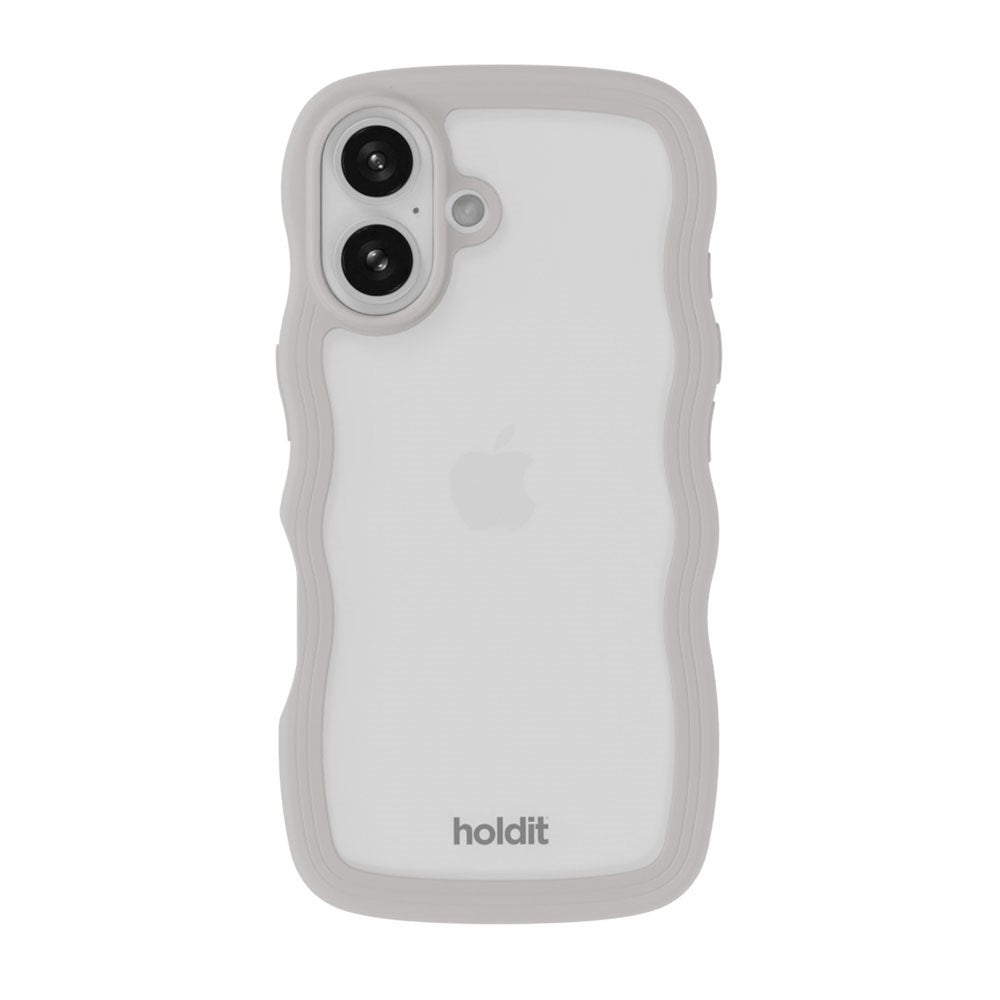 iPhone 16 Holdit Wavy Cover - Wool Grey / Transparent