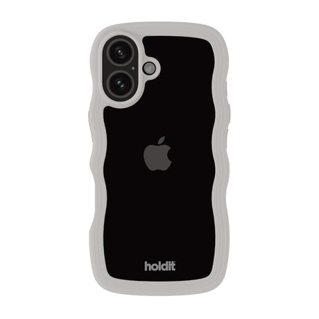 iPhone 16 Holdit Wavy Cover - Wool Grey / Transparent