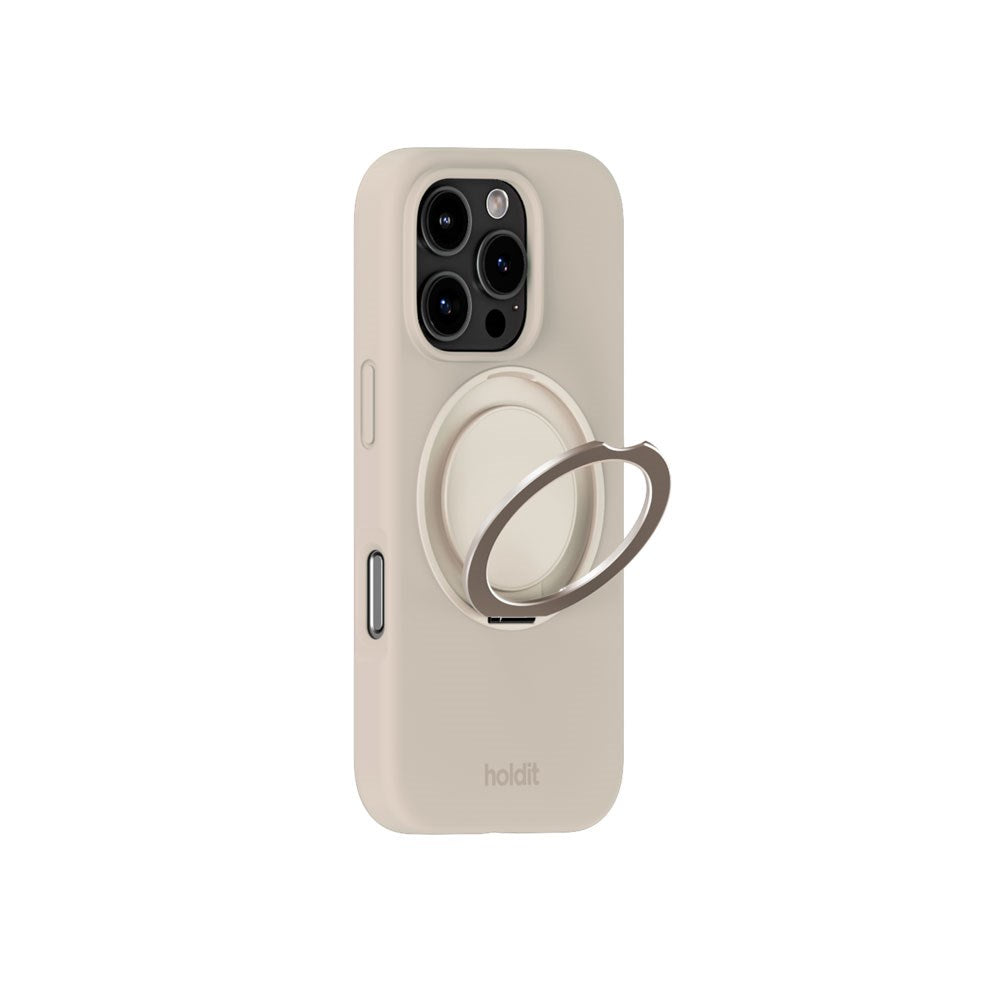 iPhone 16 Pro Holdit Silikone Stand Cover - Light Beige