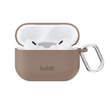 Apple AirPods Pro (1. & 2. Gen.) Holdit Silicone Cover m. Karabinhage - Mocha Brown