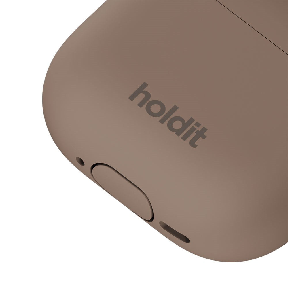 Apple AirPods (4. Gen.) Holdit Silicone Cover m. Karabinhage - Mocha Brown