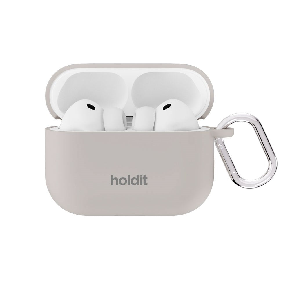 Apple AirPods Pro (3. Gen.) Holdit Silicone Cover m. Karabinhage - Wool Gray