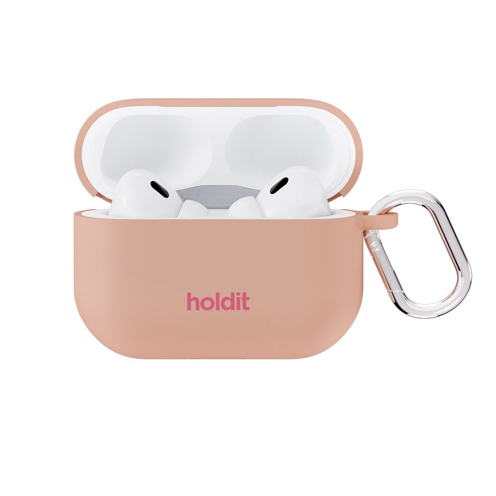 Apple AirPods Pro (1. & 2. Gen.) Holdit Silicone Cover m. Karabinhage - Bare Pink