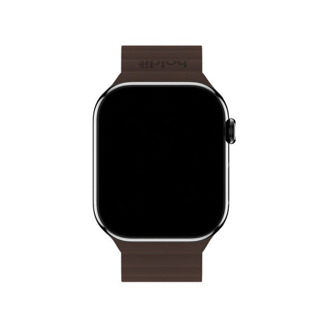 Apple Watch (42/44/SE/45/46/49mm) Holdit Silikone Rem m. Magnetlukning - Chocolate / Black