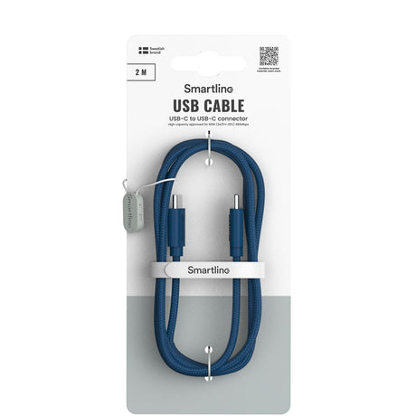 Smartline (60W) USB-C til USB-C Ladekabel - 2 Meter - Mørkeblå