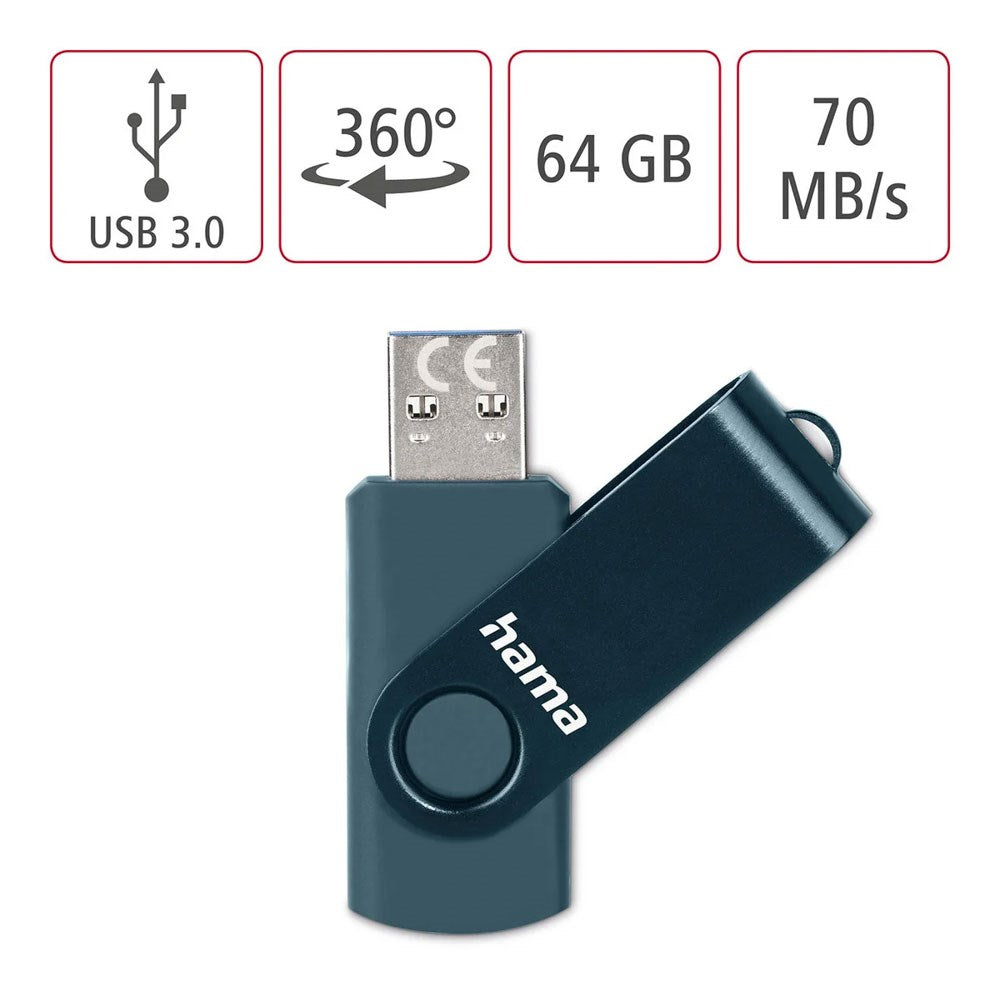 HAMA USB-Stik m. Roterbart Deisgn 3.2 - 64GB
