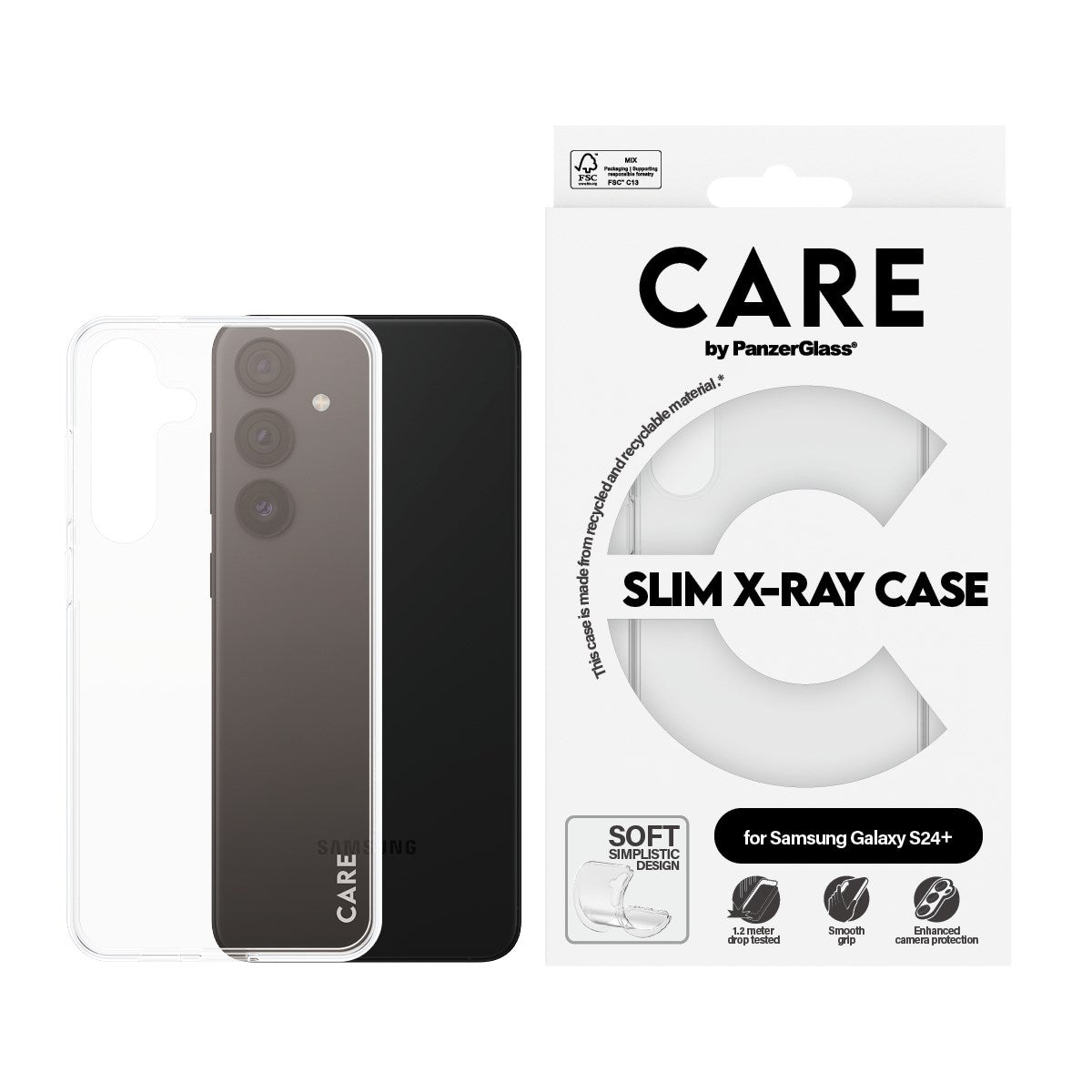 CARE by PanzerGlass Samsung Galaxy S24+ (Plus) FASHION X-Ray Soft Basic Bakdeksel - Gjennomsiktig