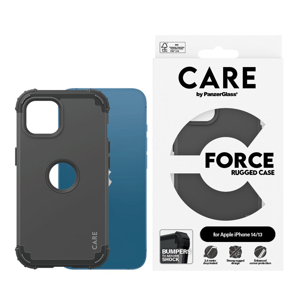 iPhone 14 / 13 CARE by PanzerGlass Fasjonable FORCE-deksel - MagSafe-kompatibel - Svart