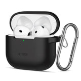 Tech-Protect Apple AirPods 4 silikondeksel m. Karabinhage - Svart