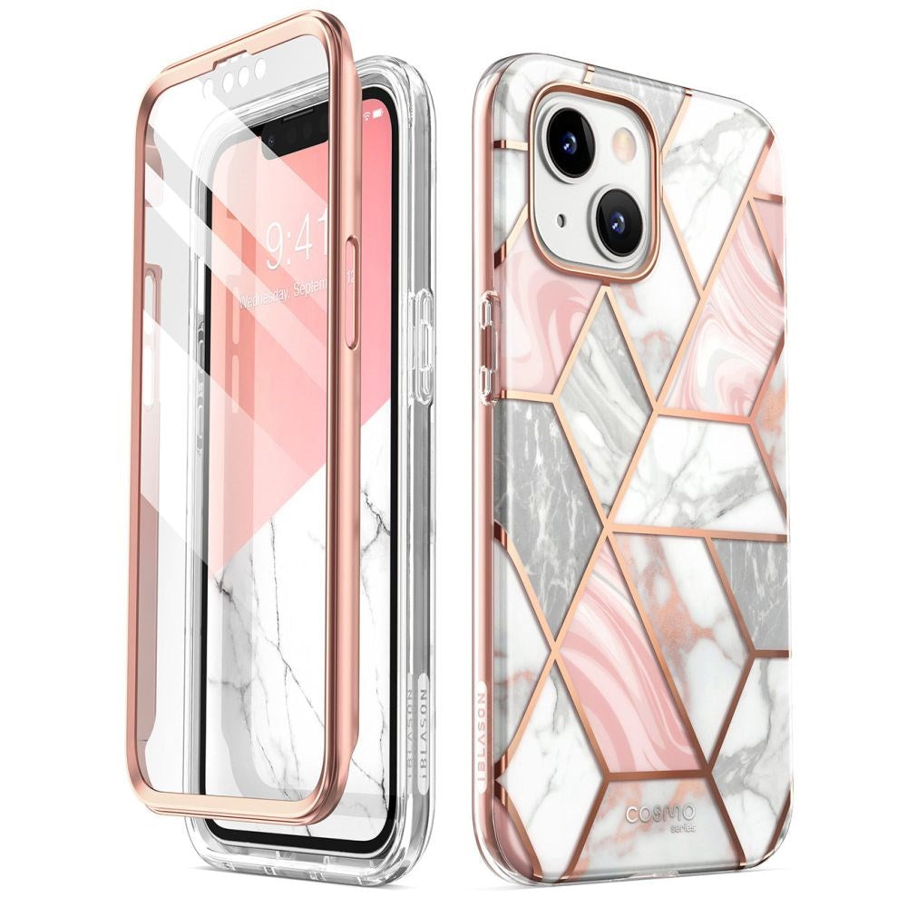 iPhone 14 / 13 i-Blason Cosmo Marble Bagside Cover m. Skærmbeskyttelse - Pink