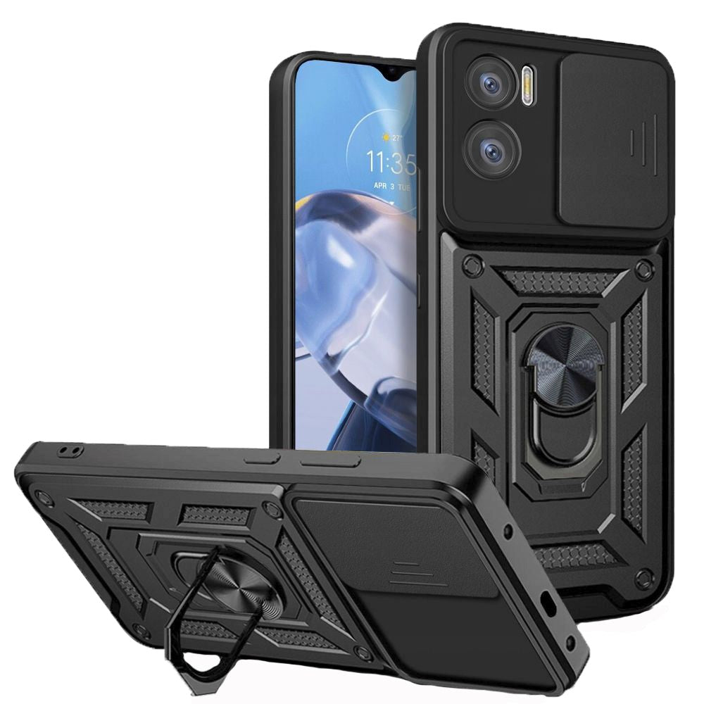 Motorola Moto E22 / E22i Tech-Protect Camshield Cover m. Magnetisk ring- og stativfunksjon - svart