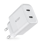 Tech-Protect 20W Vegglader m. 2 x USB-C &amp; USB-C-kabel - Hvit