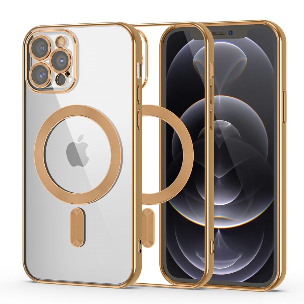 iPhone 12 Pro Tech-Protect MagShine Bakdeksel - MagSafe-kompatibel - Gjennomsiktig / Gull