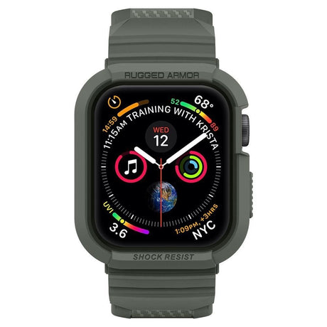 Spigen Rugged Armor Apple Watch 4/5/6/SE (44 mm) gummideksel og stropp - grønn