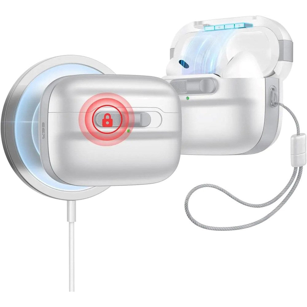 AirPods Pro (1. og 2. generasjon) ESR HaloLock Pulse-deksel - MagSafe-kompatibel - Hvit