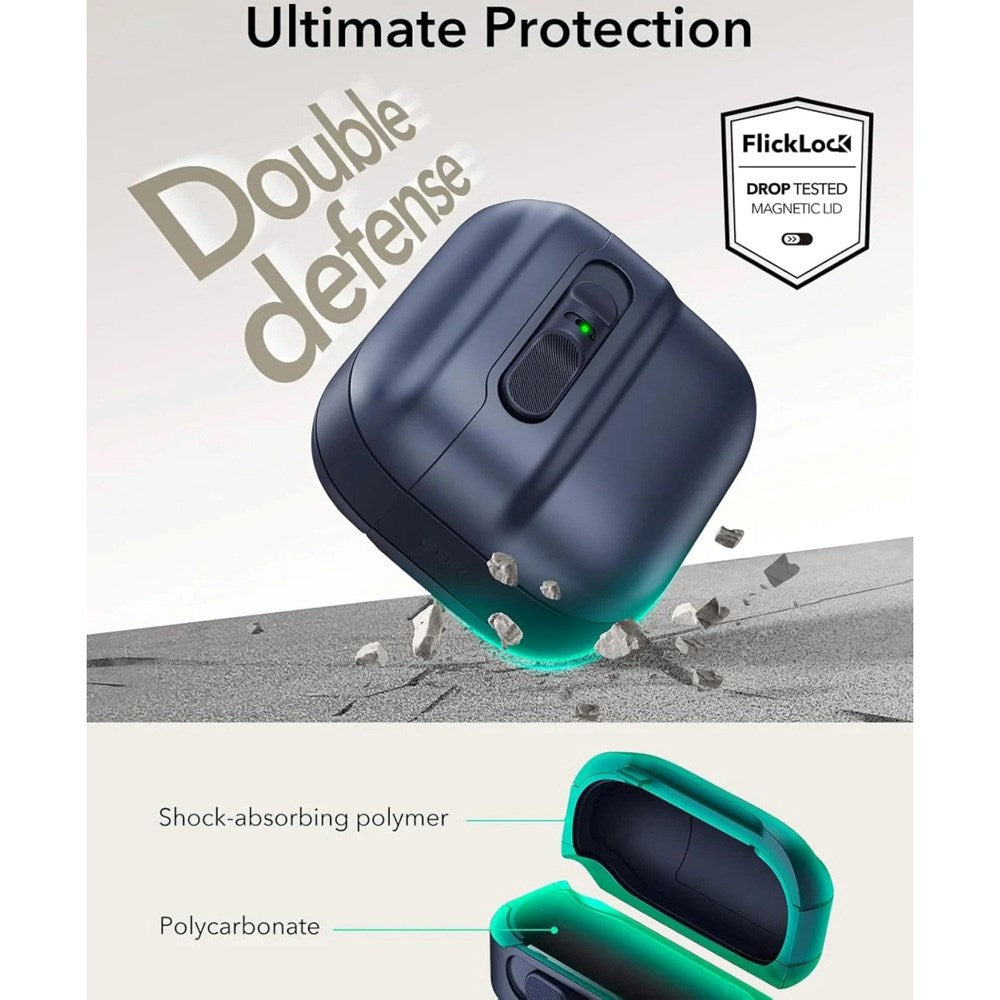 AirPods (4. generasjon) ESR HaloLock Pulse-deksel - MagSafe-kompatibel - Blå