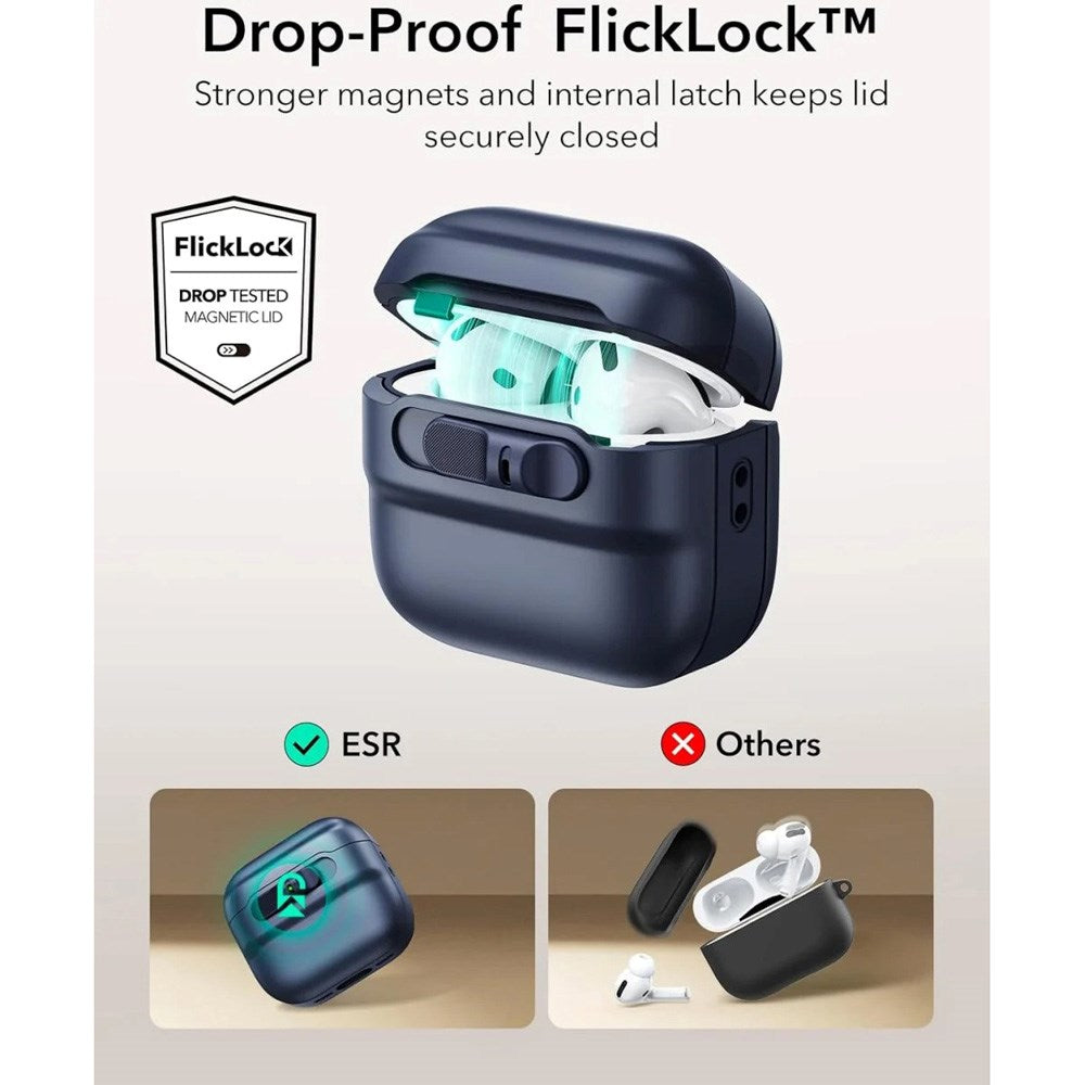 AirPods (4. generasjon) ESR HaloLock Pulse-deksel - MagSafe-kompatibel - Blå