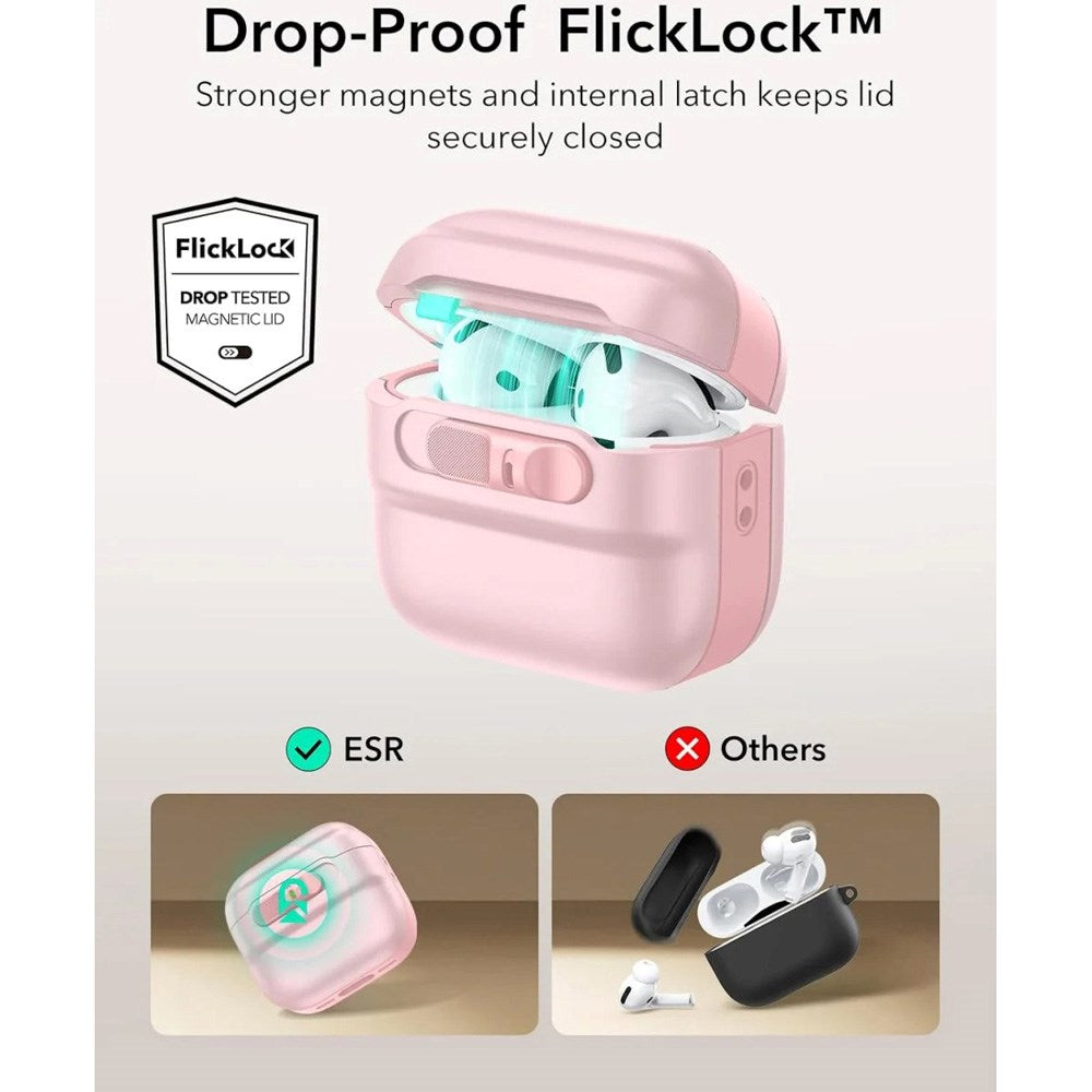 AirPods (4. generasjon) ESR HaloLock Pulse-veske - MagSafe-kompatibel - Rosa