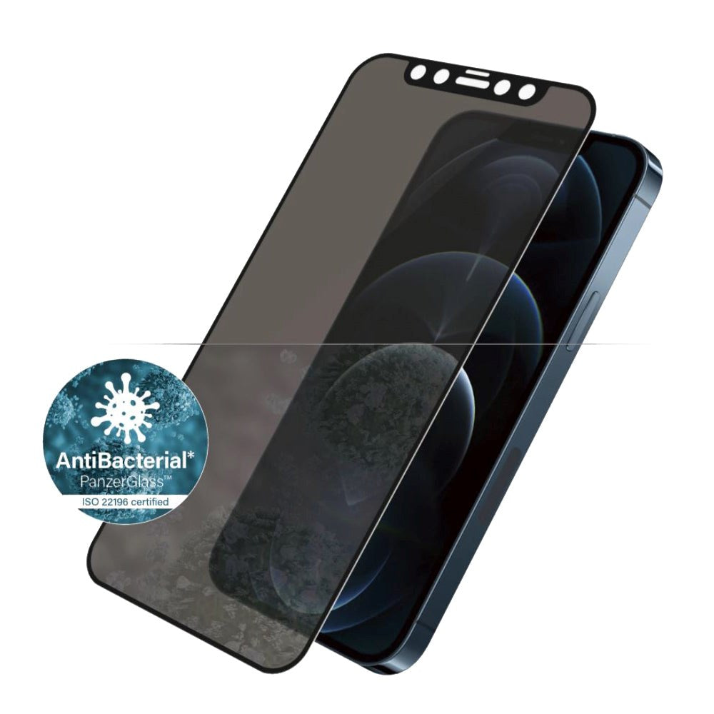 iPhone 12 Pro Max PanzerGlass AntiBacterial Standard Fit skjermbeskytter - Privacy Glass - Svart