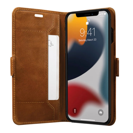 iPhone 13 dbramante1928 Copenhagen Slim Leather Flip Cover m. Lommebok - Tan