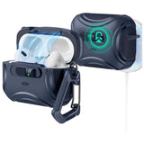 ESR AirPods Pro (3. gen.) Cyber FlickLock Case m. Karabinhage & Lås - Mørkeblå