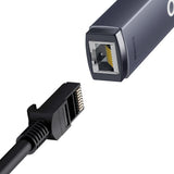 Baseus Adaptor USB Typ C til RJ45 Lan - Grå