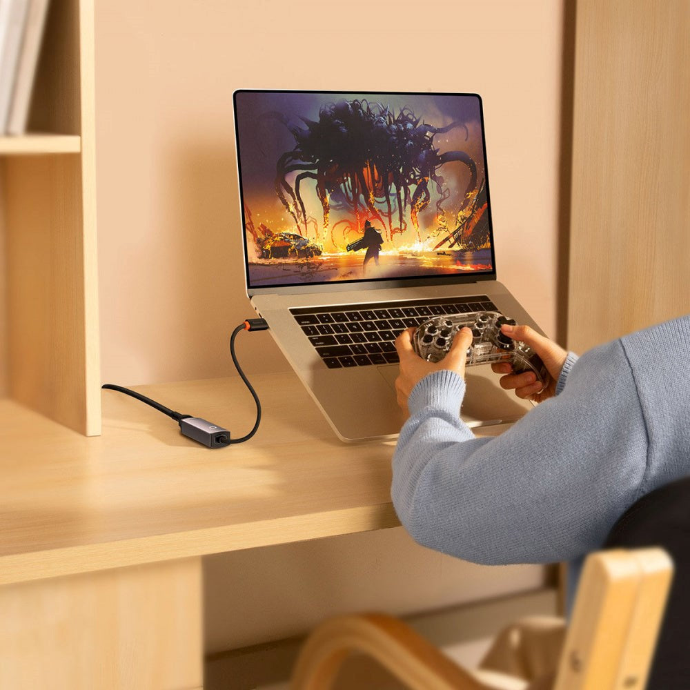 Baseus Adaptor USB Typ C til RJ45 Lan - Grå