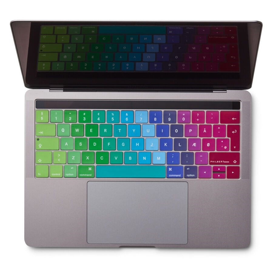 Philbert MacBook Pro Touch Bar 13" / 15" tastaturdeksel m. Dansk Layout - Regnbue