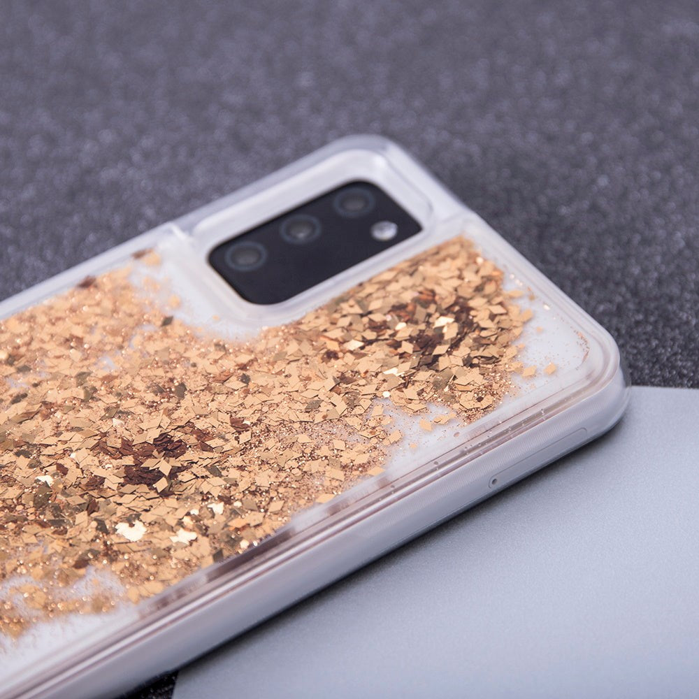 Samsung Galaxy S23 Ultra Transparent Glitter Bakdeksel - Gull