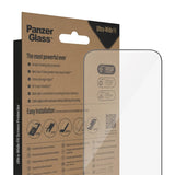 iPhone 14 Pro PanzerGlass AntiBacterial Ultra Wide Fit Screen Protector Glass m. EasyAligner - Diamantstyrke - Gjennomsiktig / Svart